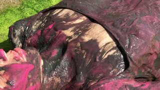 DIRTY, Sexy and Secretive playing in Mud and Slimed in Pink